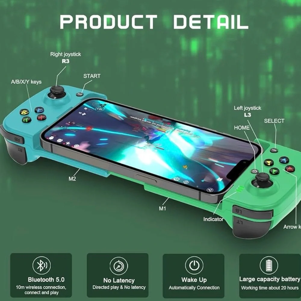 Green & Blue Bluetooth Mobile Gaming Controller